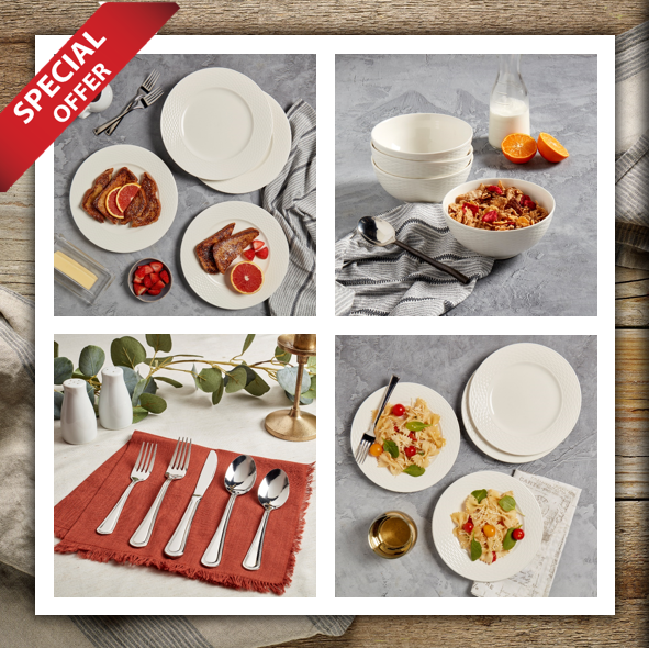 MASON EMBOSSED 4PC TABLEWARE SET 2