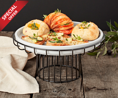 10” ROUND SERVING PLATTER WITH RACK