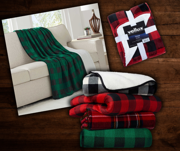 PLAID FLANNEL SHERPA THROWS