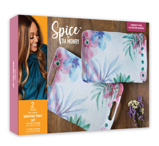 2PC MELAMINE SERVING TRAY SET