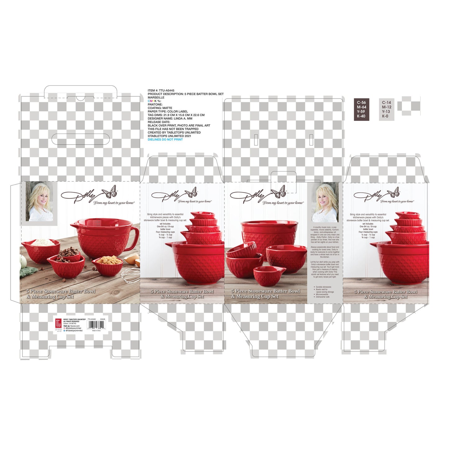 DOLLY SET OF 5 BAKING SET - RED