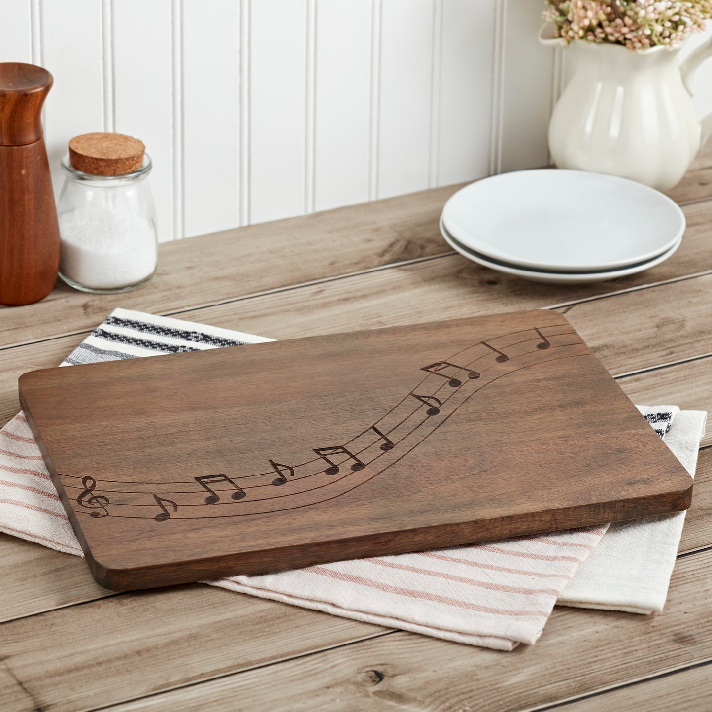 Dolly Music Notes Acacia Wood Prep & Serve Board