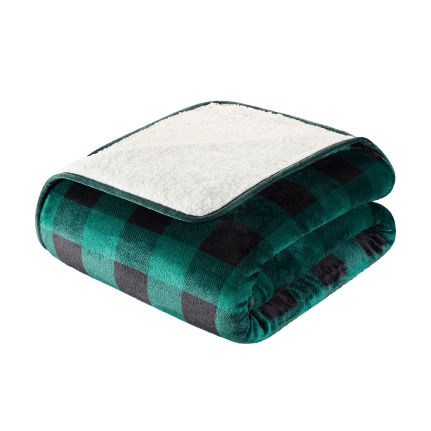 PLAID FLANNEL SHERPA THROW