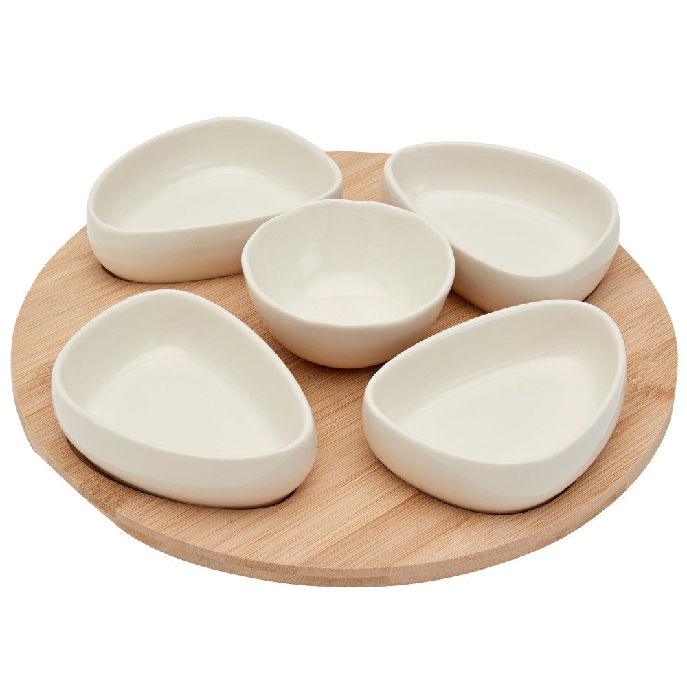 6PC ROUND SERVING CONDIMENT SET