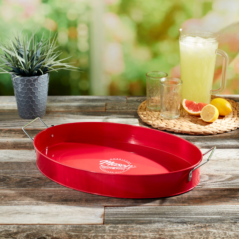CLASSIC RED GALVANIZED SERVE TRAY