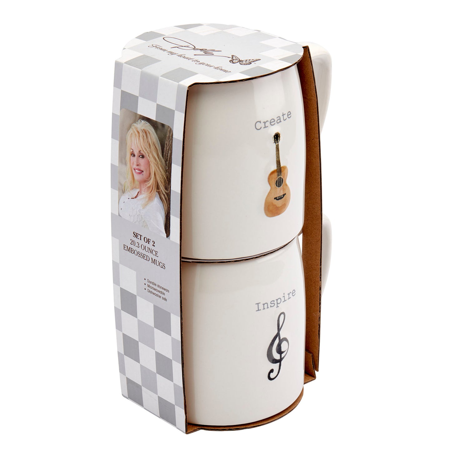 Dolly Inspire 20 oz Embossed Mugs - Set of 2