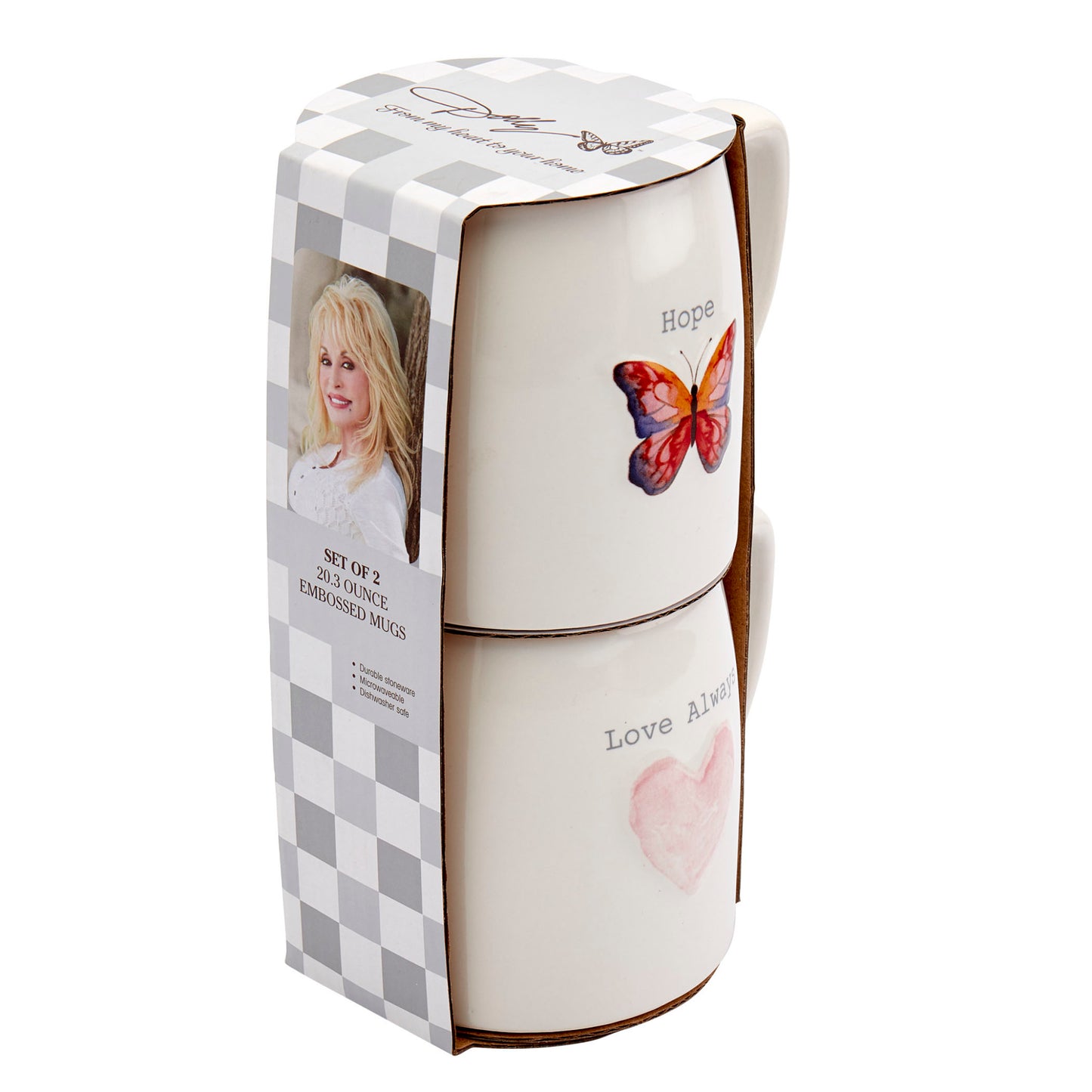 Dolly Inspire 20 oz Embossed Mugs - Set of 2