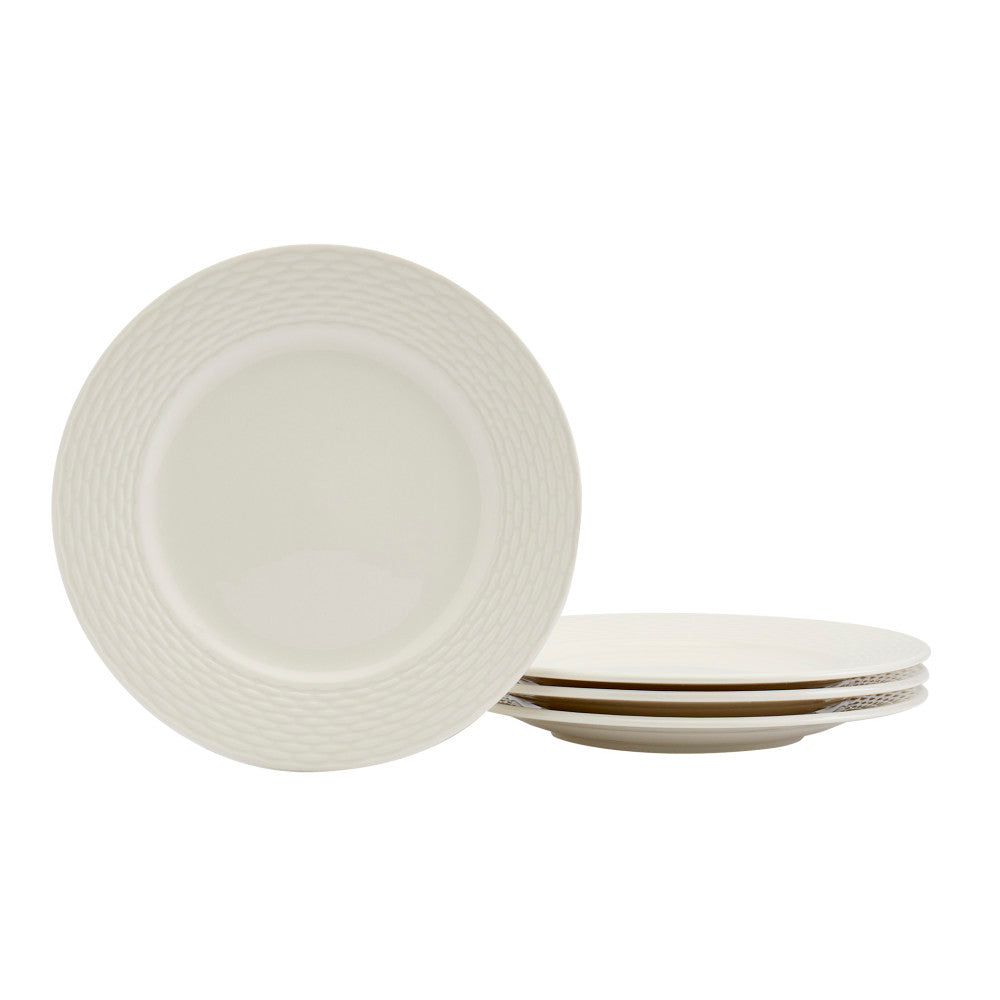 MASON 4PC. EMBOSSED 8” WHITE SALAD PLATES