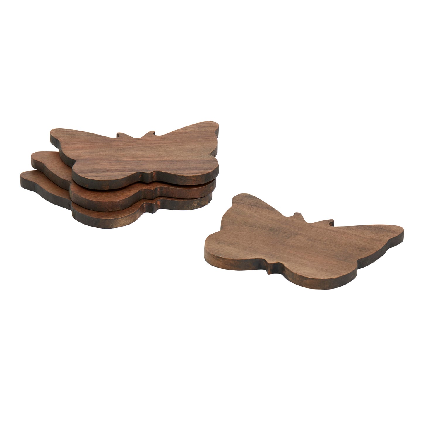 Dolly Acacia Wood Butterfly Coasters - Set of 4