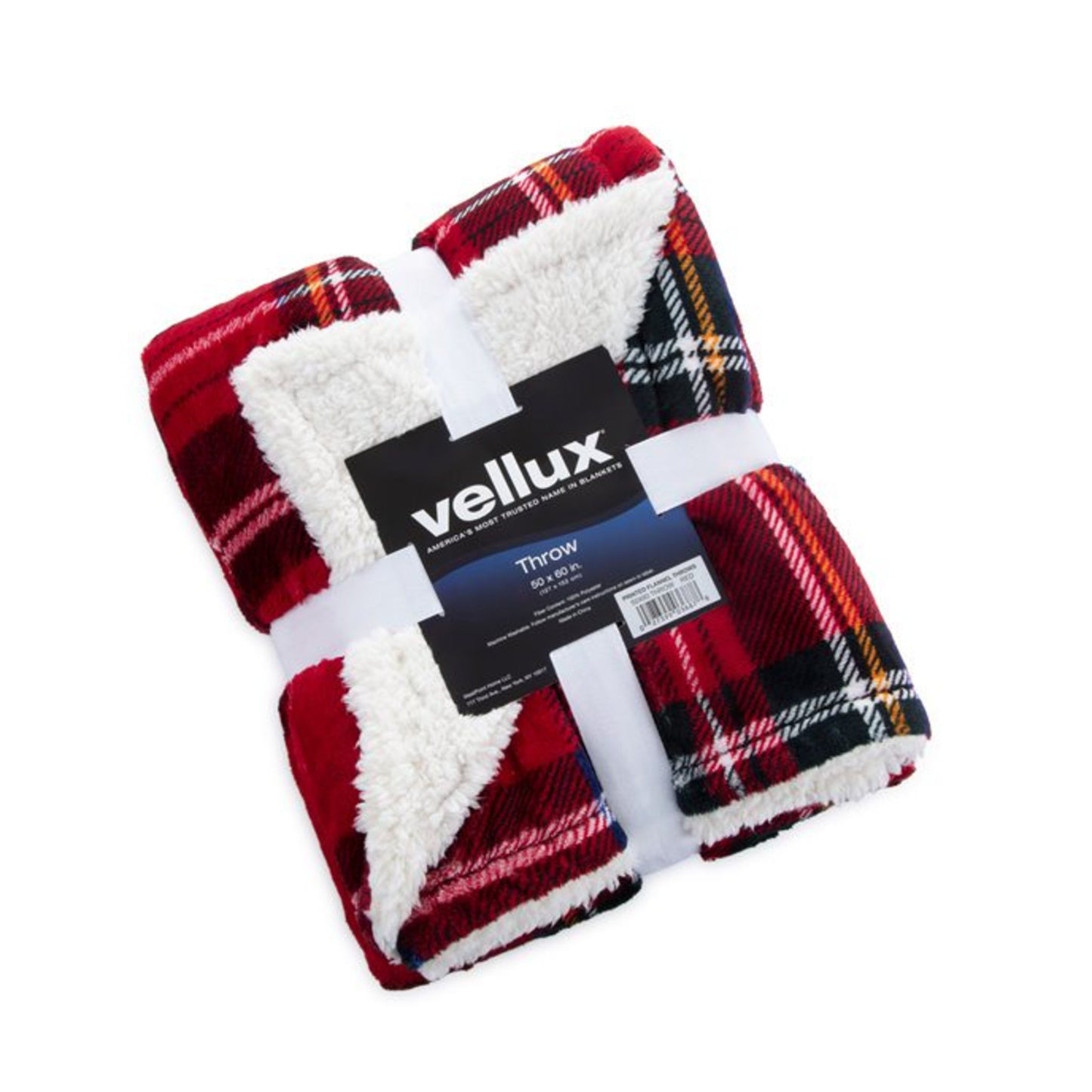 PLAID FLANNEL SHERPA THROW