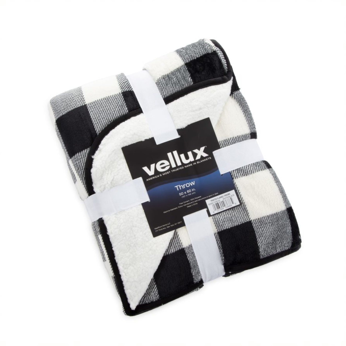 PLAID FLANNEL SHERPA THROW