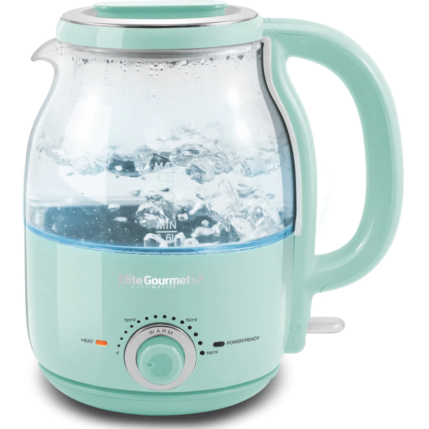 1.2L ELECTRIC BPA-FREE GLASS KETTLE, CORDLESS 360 AUTO SHUT-OFF