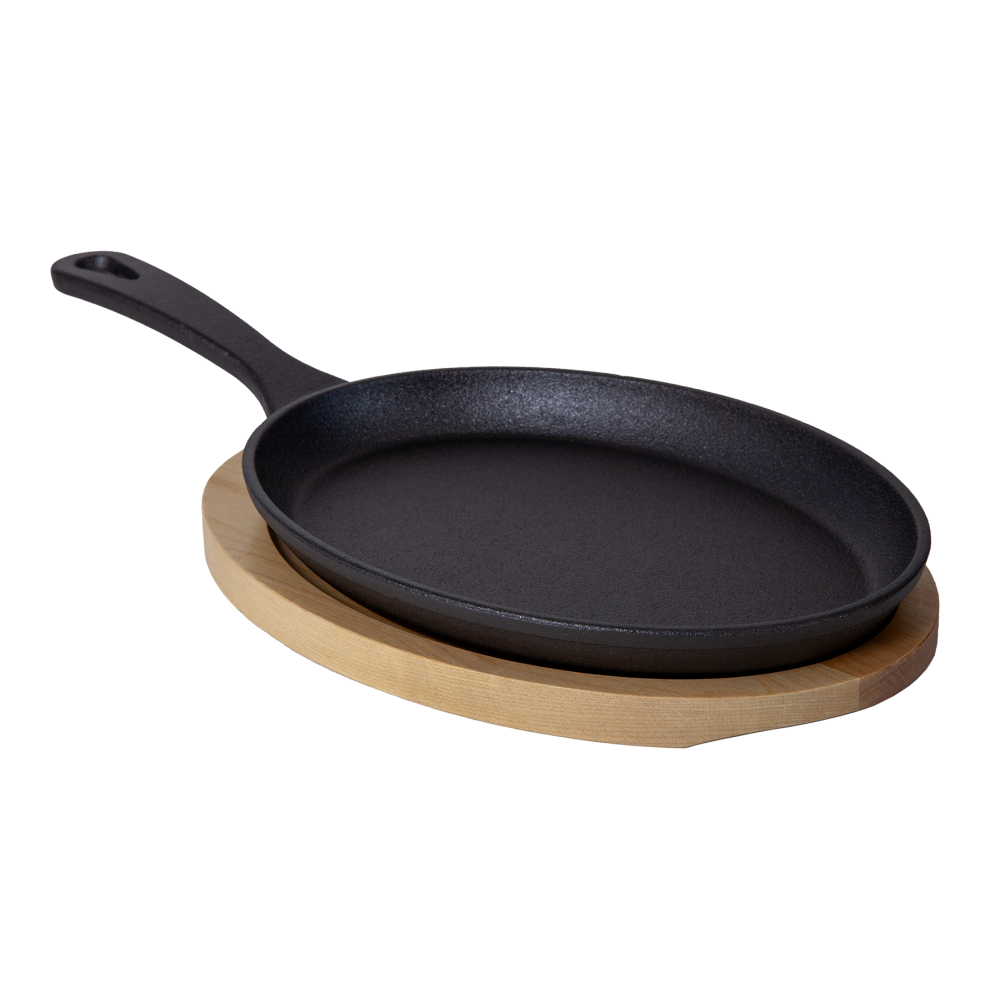 2PC. CAST IRON OVAL FAJITA SET