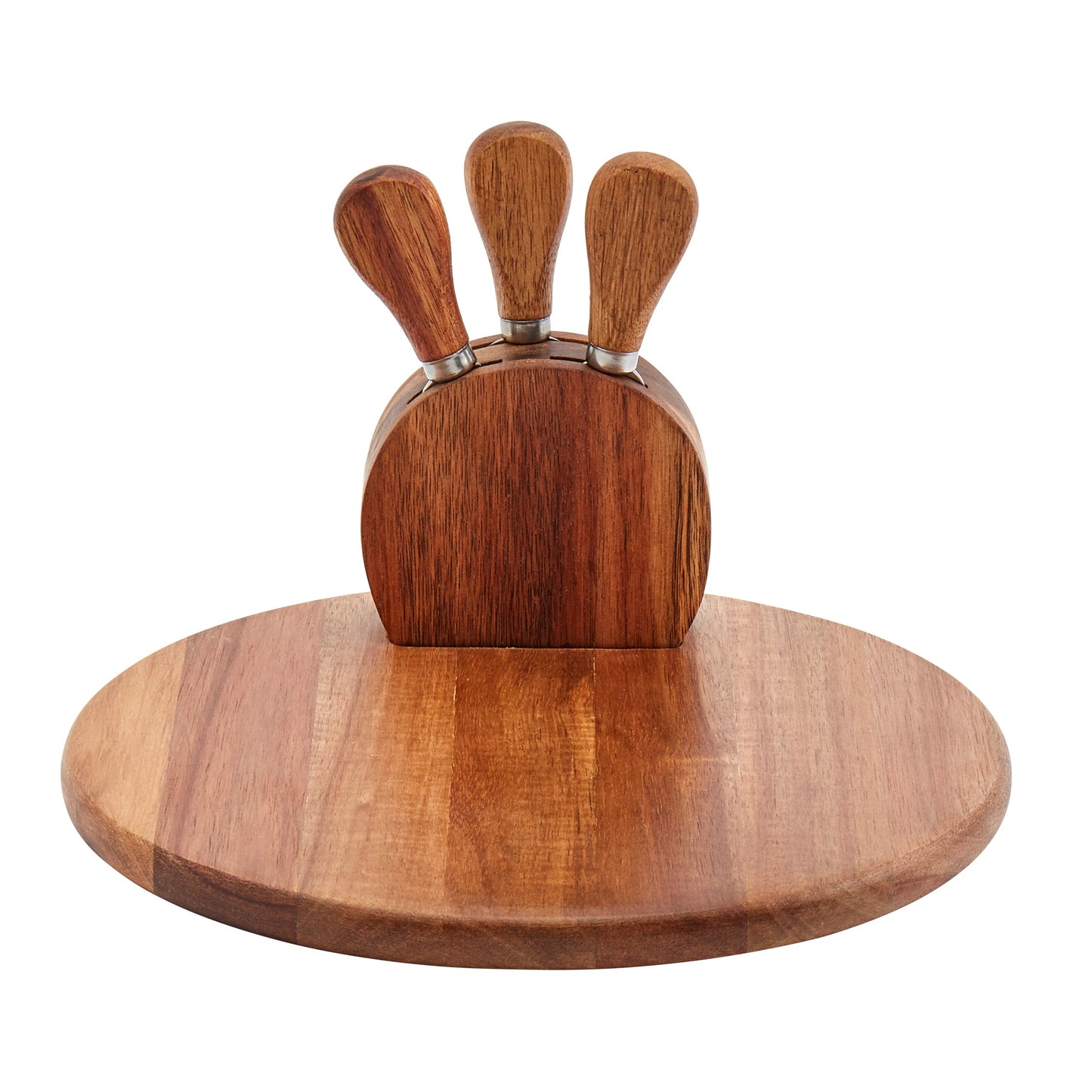 5-PIECE CHEESE KNIFE SET WITH BLOCK AND ACACIA SERVE BOARD