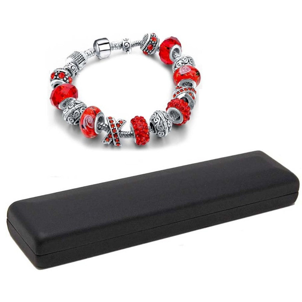 RED HEART CHARM BRACELET IN JEWELERS BOX