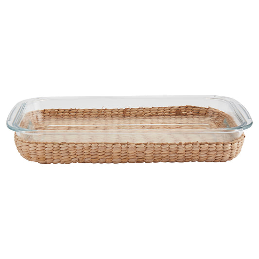 DOLLY 2PC GLASS RECTANGULAR BAKER WITH WICKER BASKET