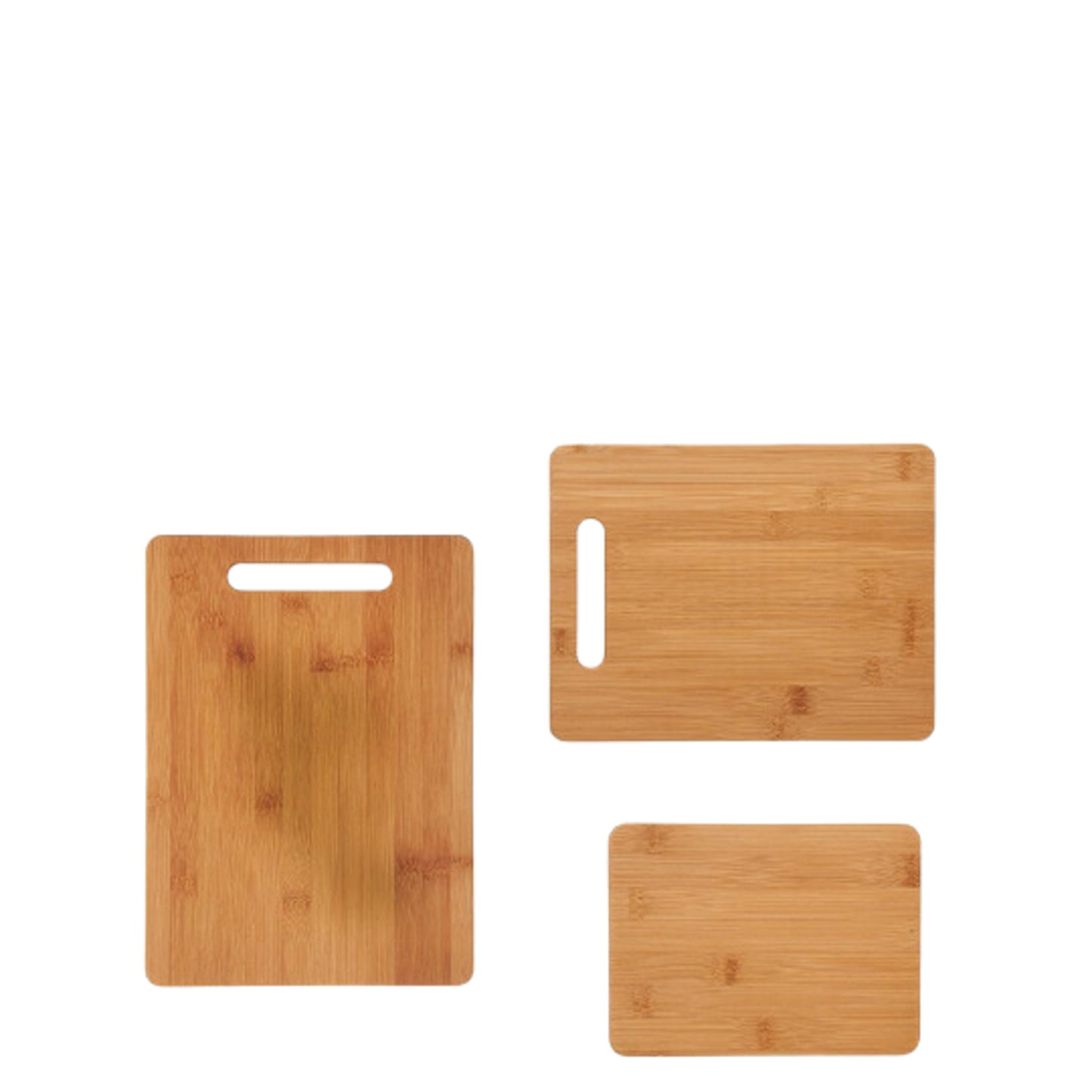 3 SET BAMBOO CUTTING BOARDS, 8"X6", 11"X8.5", 13"X9.5"