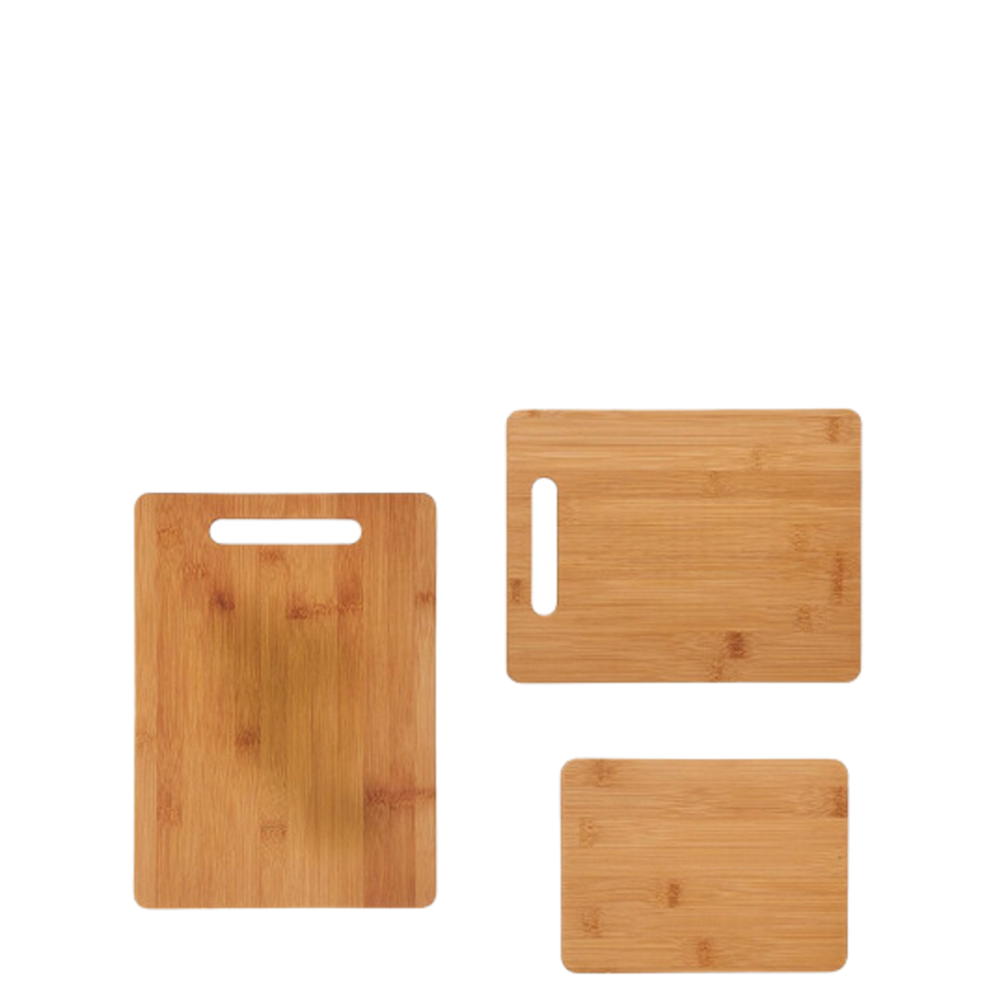 3 SET BAMBOO CUTTING BOARDS, 8"X6", 11"X8.5", 13"X9.5"