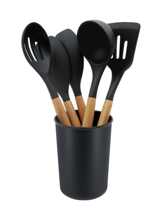 6 PIECE SILICONE TOOLS & CROCK SET