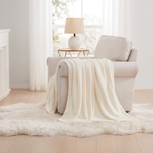 REVERSIBLE FAUX FUR TO FLANNEL THROW