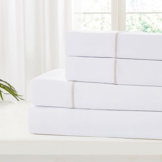 4 PIECE ROPE EMBROIDERY QUEEN SHEET SET