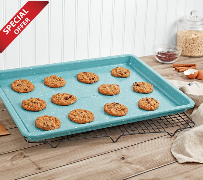 DOLLY COOKIE SHEET WITH COOLING RACK IN TURQUOISE