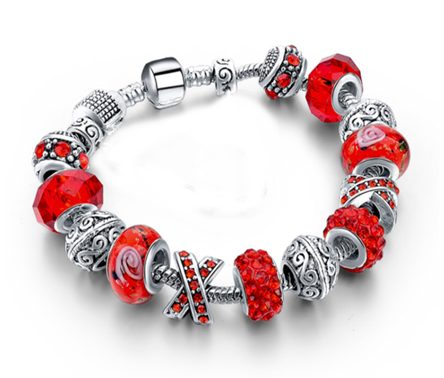 RED HEART CHARM BRACLET