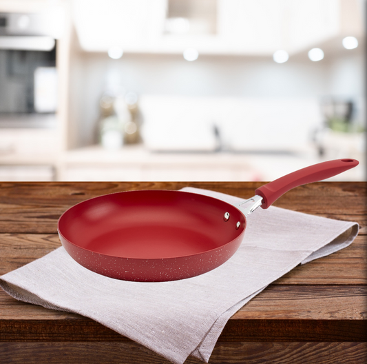 RED SPECKLED ALUMINUM FRY PAN