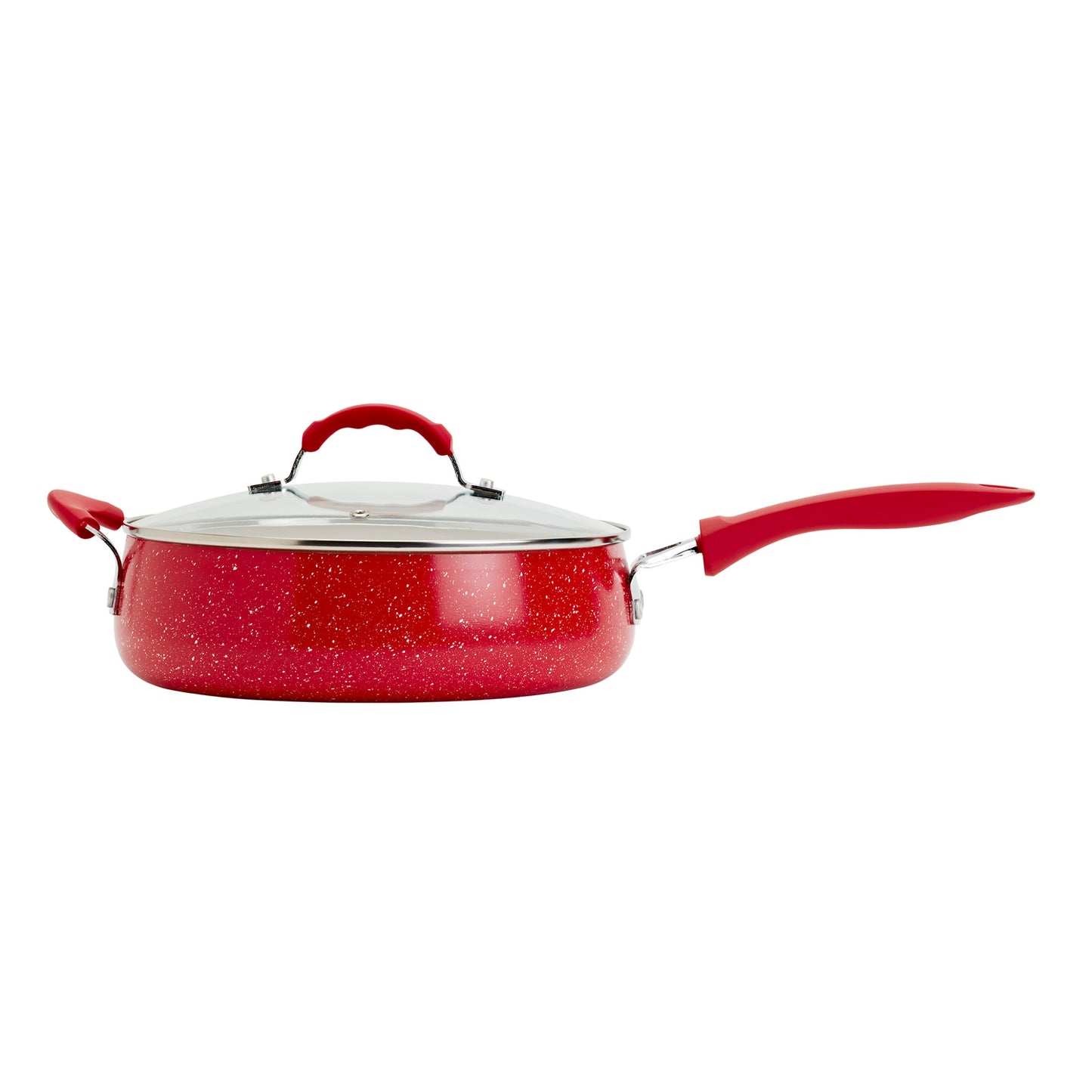 Dolly Covered Deep Saute Pan with Assist Handle - Speckled Red