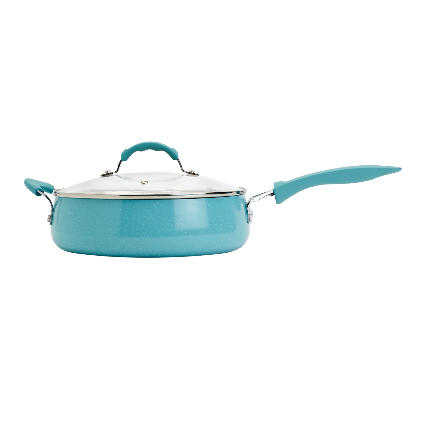 Dolly Covered Deep Saute Pan with Assist Handle - Speckled Aqua