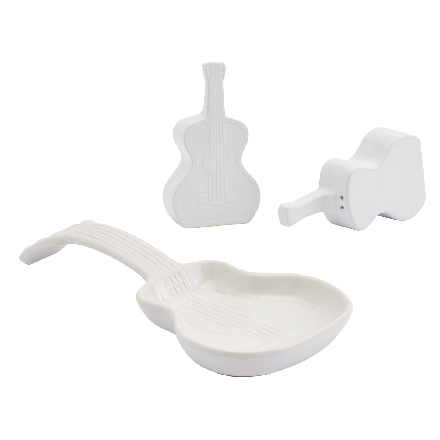 Dolly Guitar 3pc. Salt & Pepper Shakers with Spoon Rest