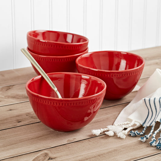 Dolly 4pc Round Cereal Bowls - Red