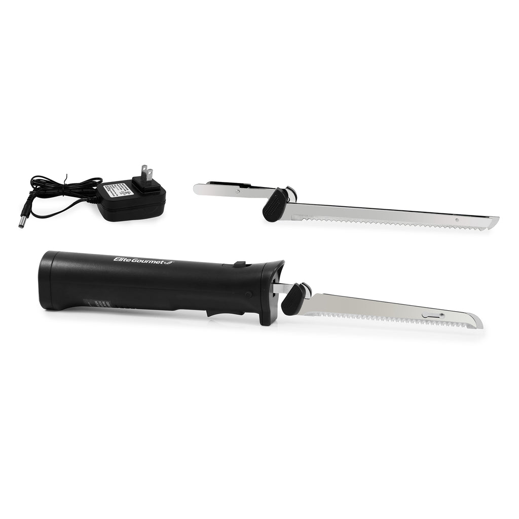 CORDLESS ELECTRIC KNIFE WITH DUAL SERRATED BLADES