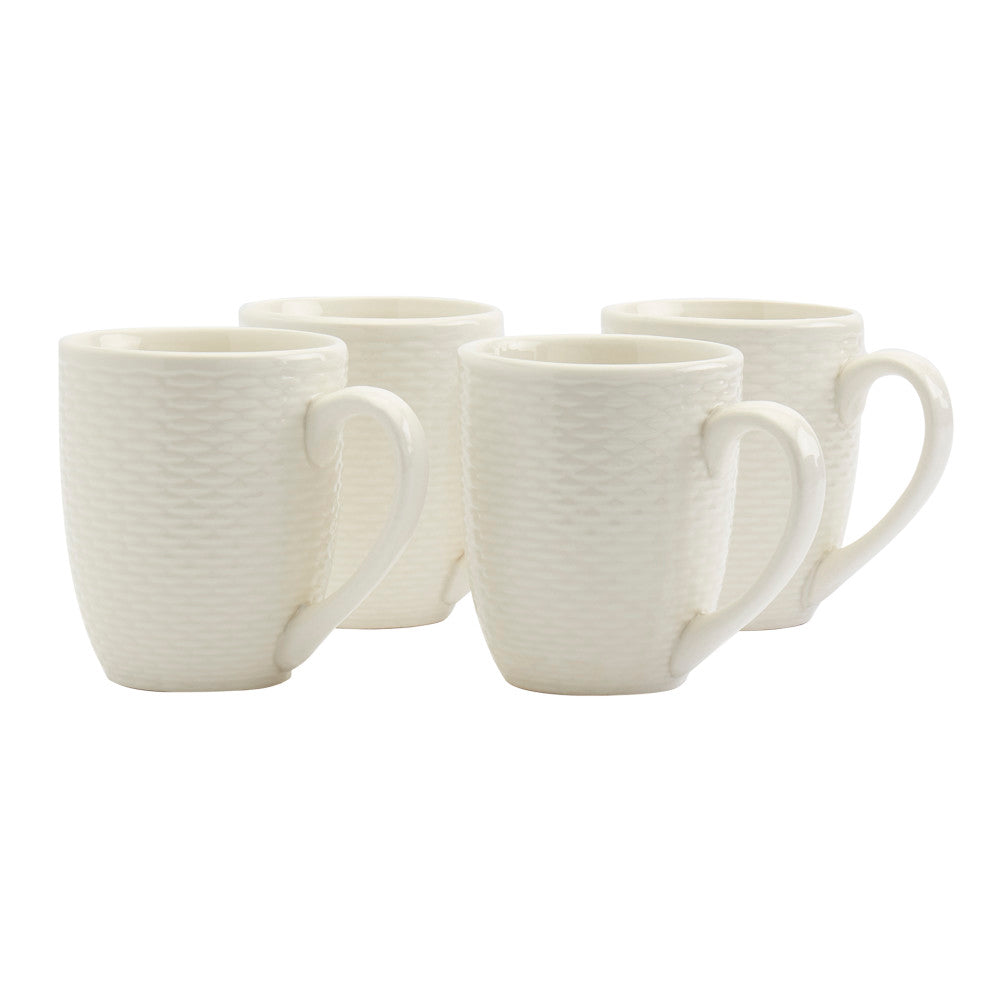 MASON 4PC. EMBOSSED 13OZ. WHITE MUGS