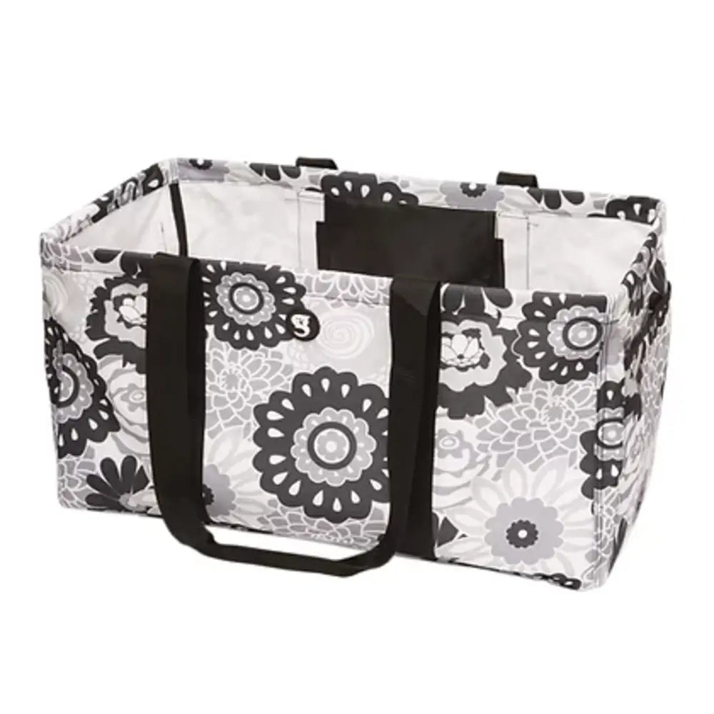 Large Utility Tote - Black/White Floral